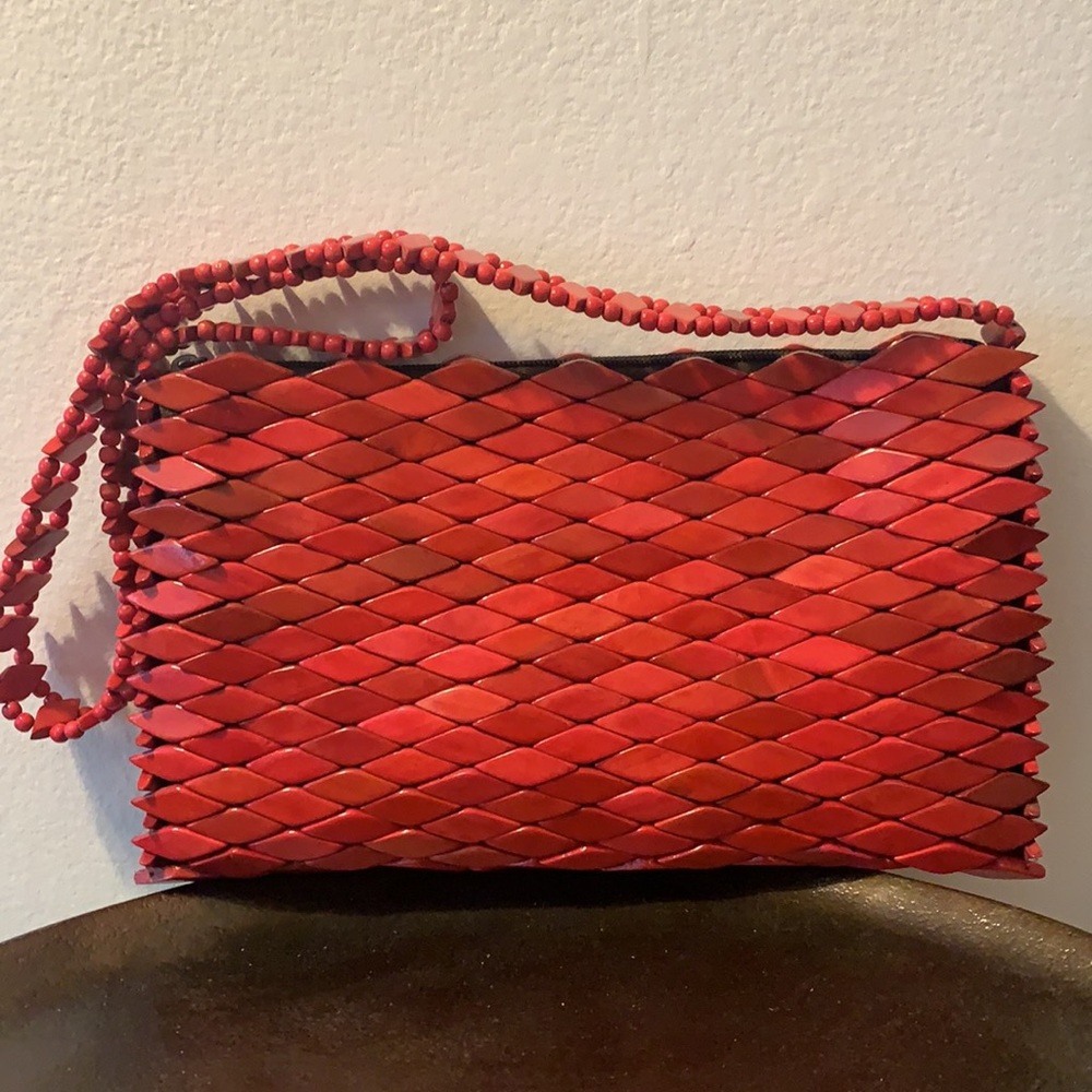 Artisan Made In Brazil Wood and Seeds Bag